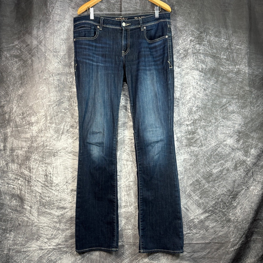 Buckle Black BKE Bootcut Jeans Women 31x36 Long Inseam Dark Wash No. 53 Stretch